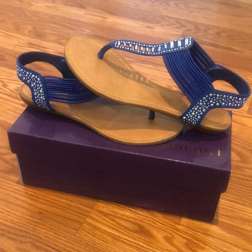 Madden Girl blue rhine stone sandals size 6.5